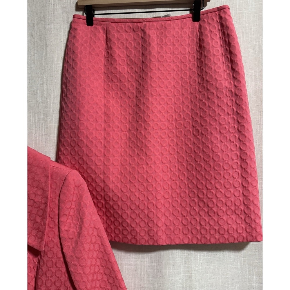 Tahari Arthur S Levine Coral Suit Blazer Skirt Set Women's Sz 12 Career - Picture 5 of 16